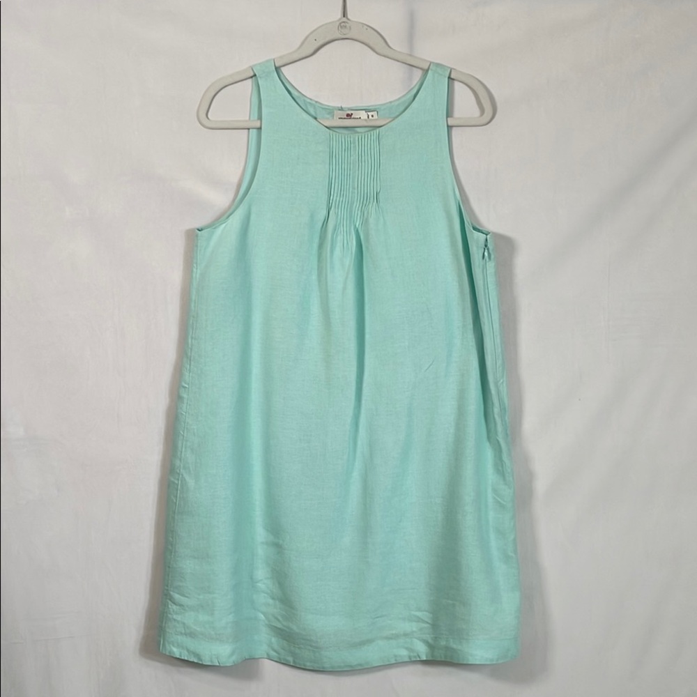 Vineyard Vines Linen Dress Size 12 Sea-foam Color Relaxed Fit EUC